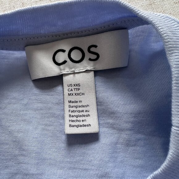 COS Regular Fit Cotton T-Shirt Light Blue XXS - Picture 2 of 7